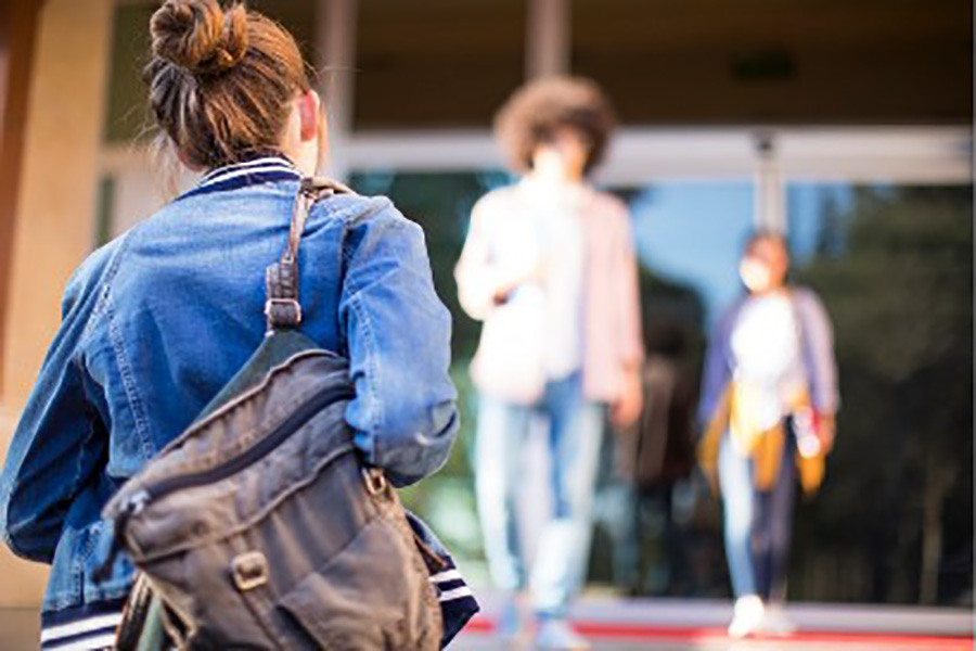 College Student Going To Class